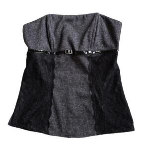 Trixxi Black and Gray Corset Tube Top with Lace Size Small Y2K Style Whimsigoth